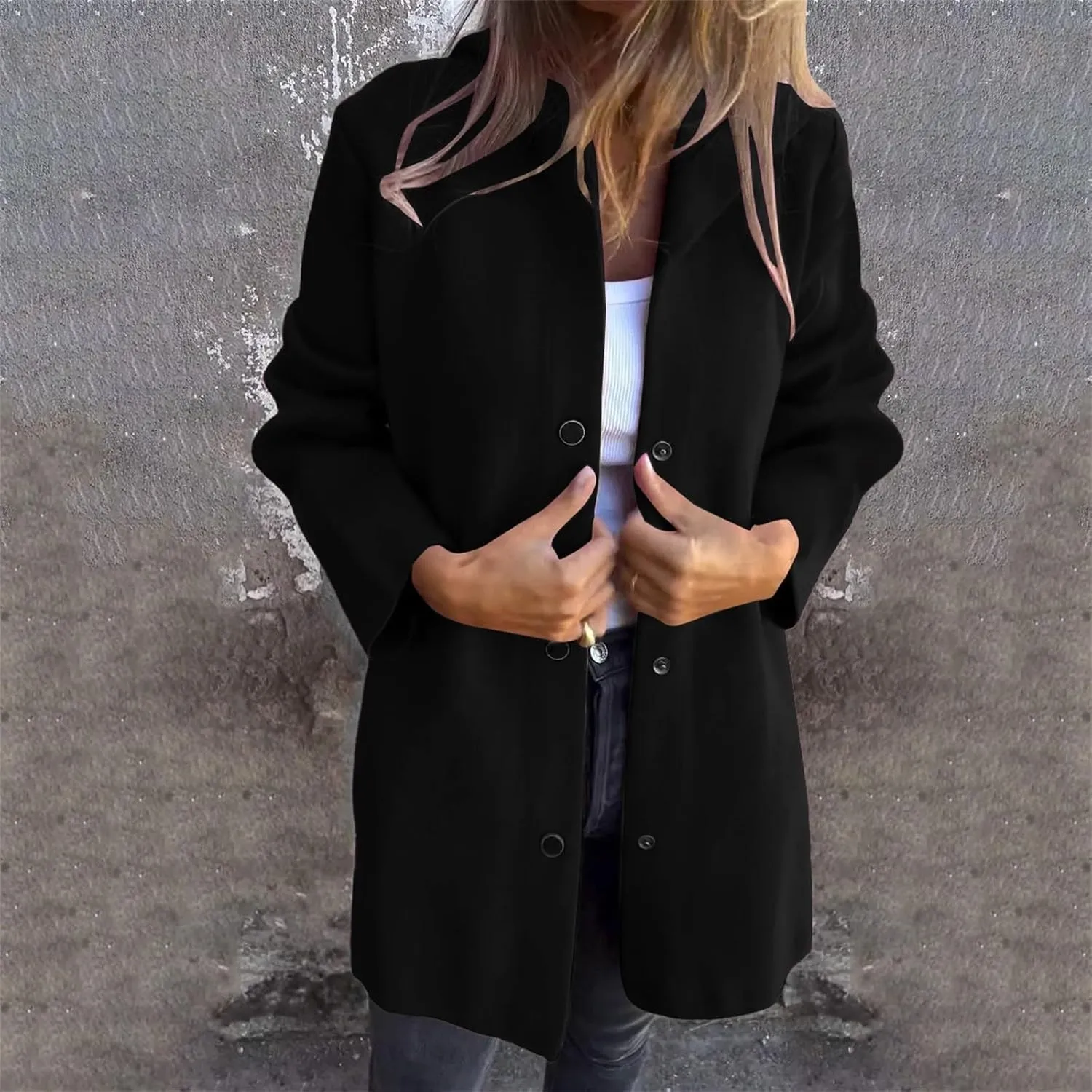 Trench Coat Women Dressy Casual Single Breasted Anoraks Hooded Jacket Lapel Neck Long Sleeve Coat Fall Winter Outwear