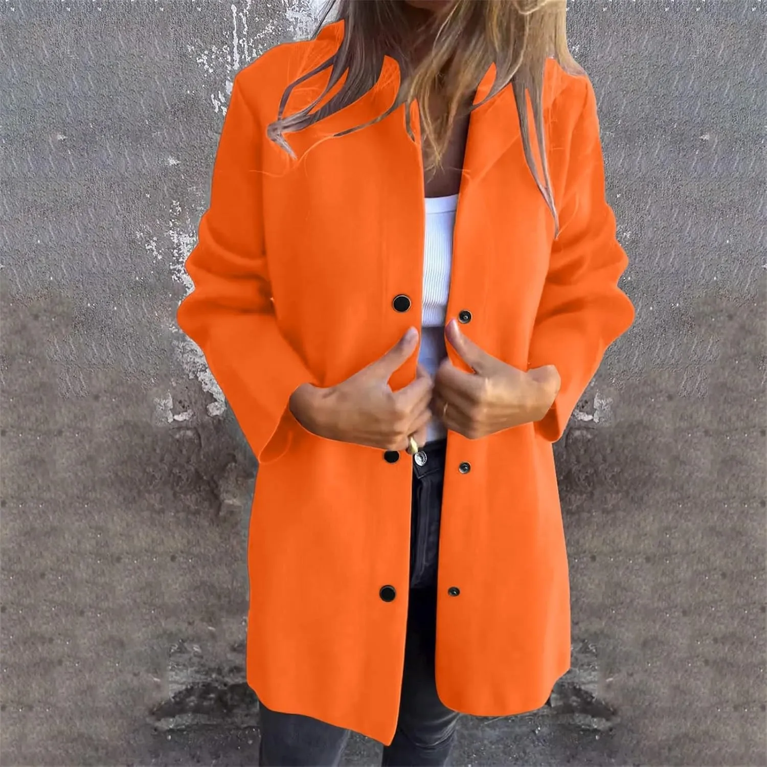 Trench Coat Women Dressy Casual Single Breasted Anoraks Hooded Jacket Lapel Neck Long Sleeve Coat Fall Winter Outwear