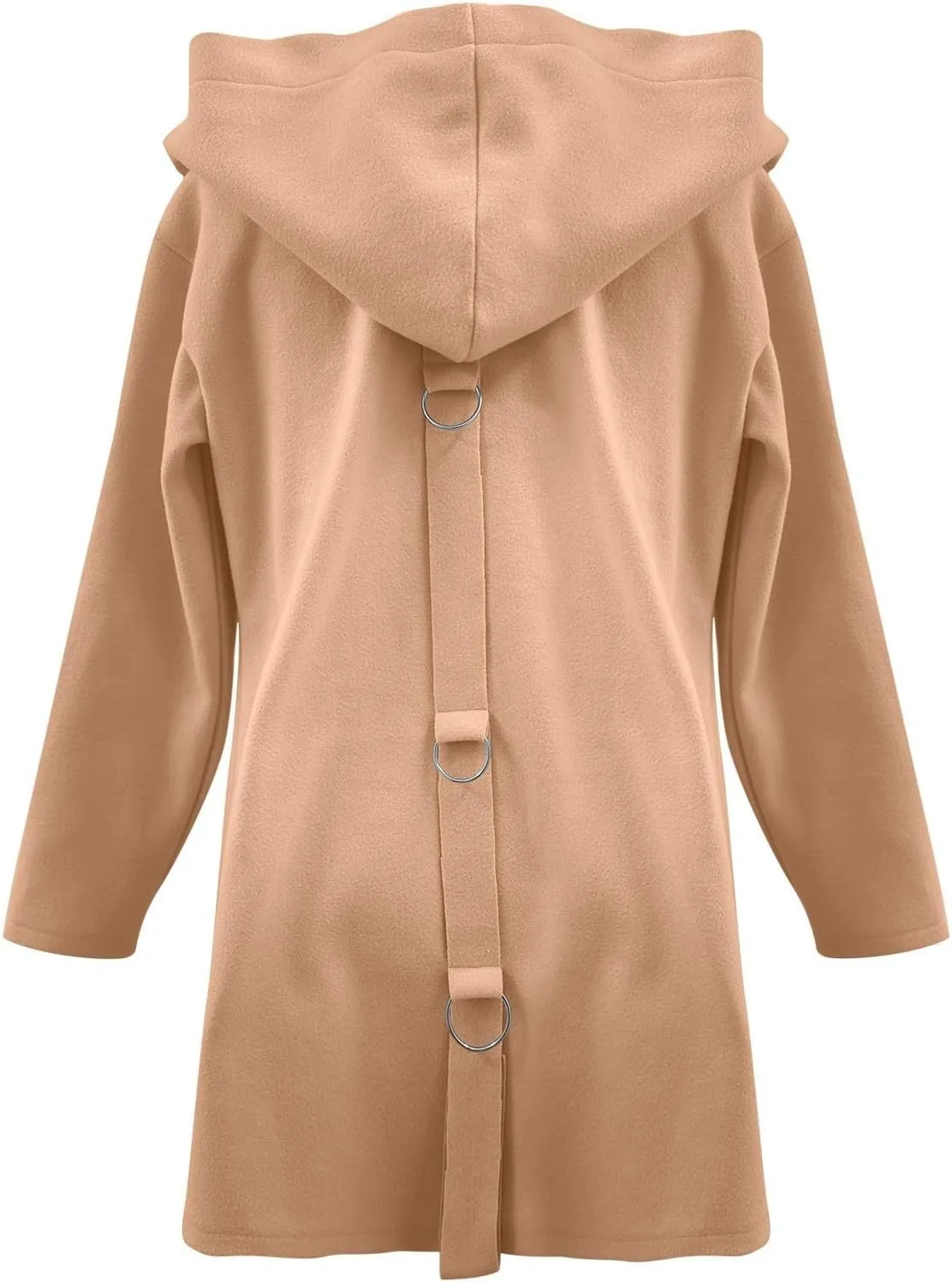 Trench Coat Women Dressy Casual Single Breasted Anoraks Hooded Jacket Lapel Neck Long Sleeve Coat Fall Winter Outwear