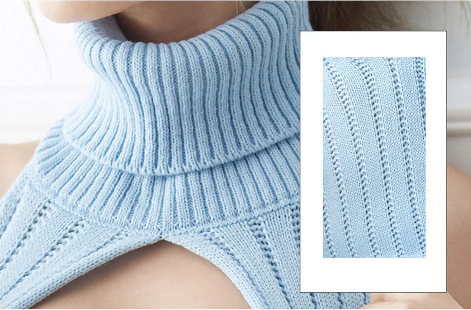 Unibaby Japan Style Women's Turtleneck Pullover Deep V-Neck Sleeveless Knitted Hi Low Anime Sweater Vest Top