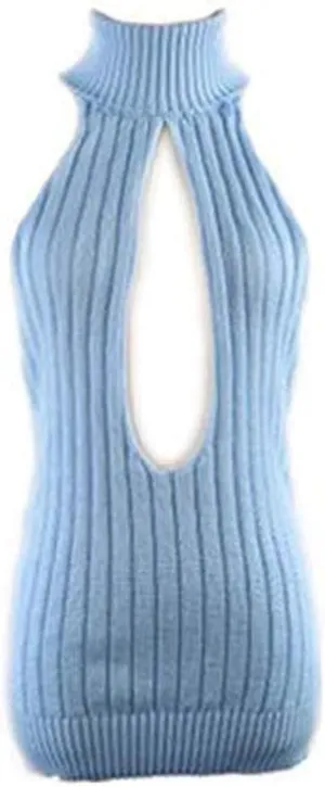 Unibaby Japan Style Women's Turtleneck Pullover Deep V-Neck Sleeveless Knitted Hi Low Anime Sweater Vest Top