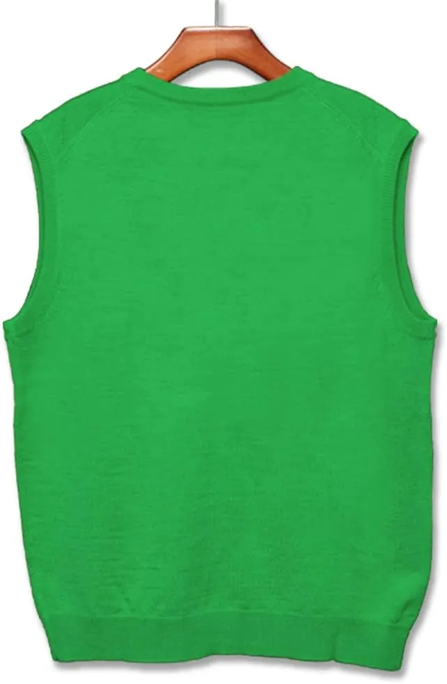 V Neck Solid Sweater Vest - Mens