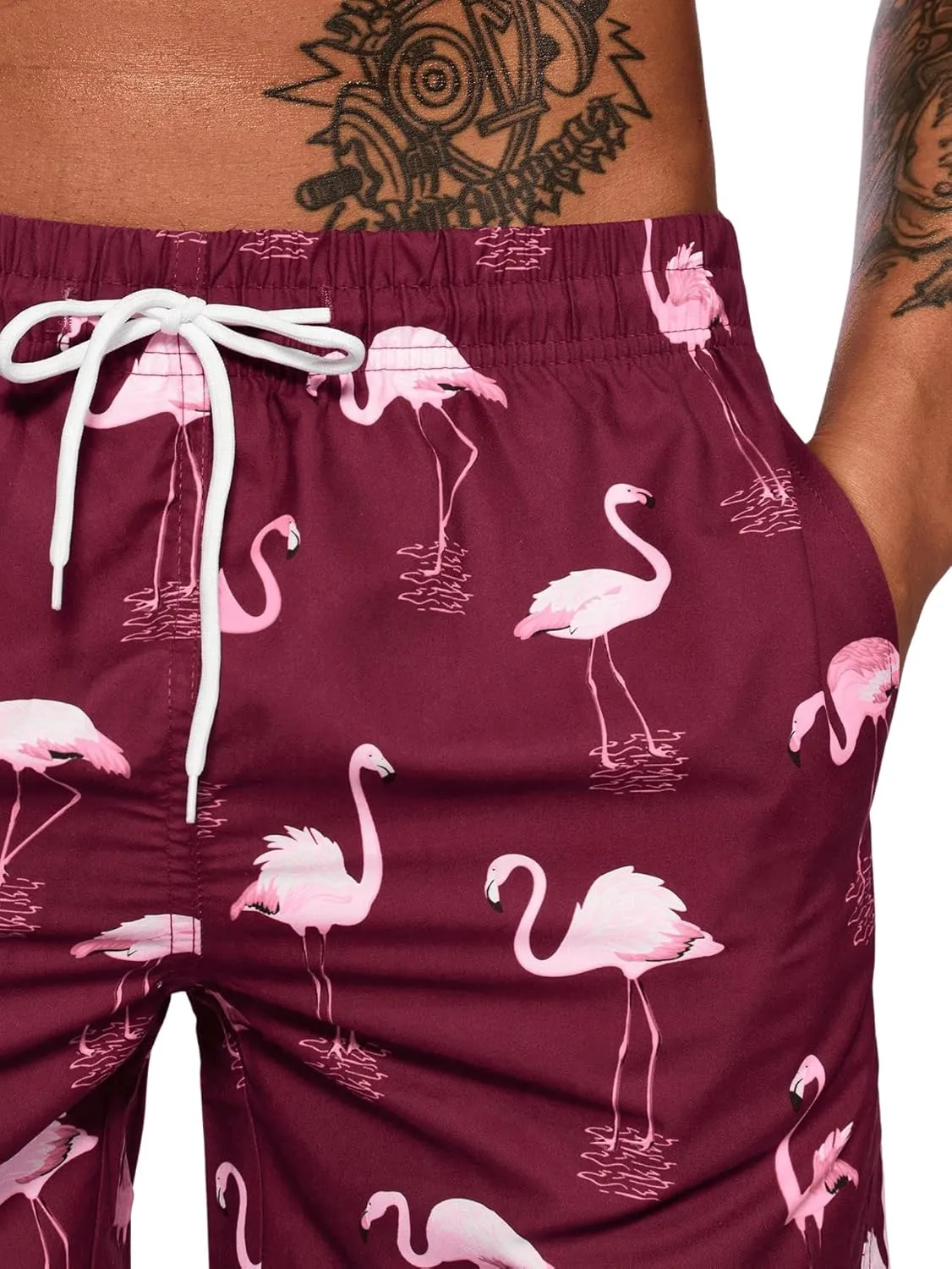 WDIRARA Men's Color Block Beach Shorts Summer Swim Shorts with Drawstring and Pockets