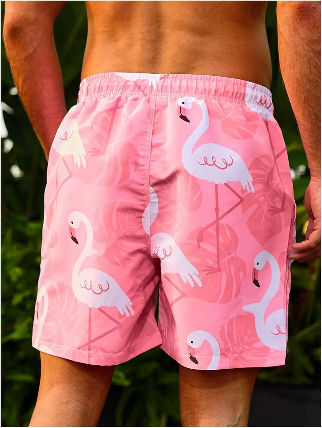 WDIRARA Men's Color Block Beach Shorts Summer Swim Shorts with Drawstring and Pockets