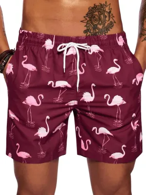 WDIRARA Men's Color Block Beach Shorts Summer Swim Shorts with Drawstring and Pockets