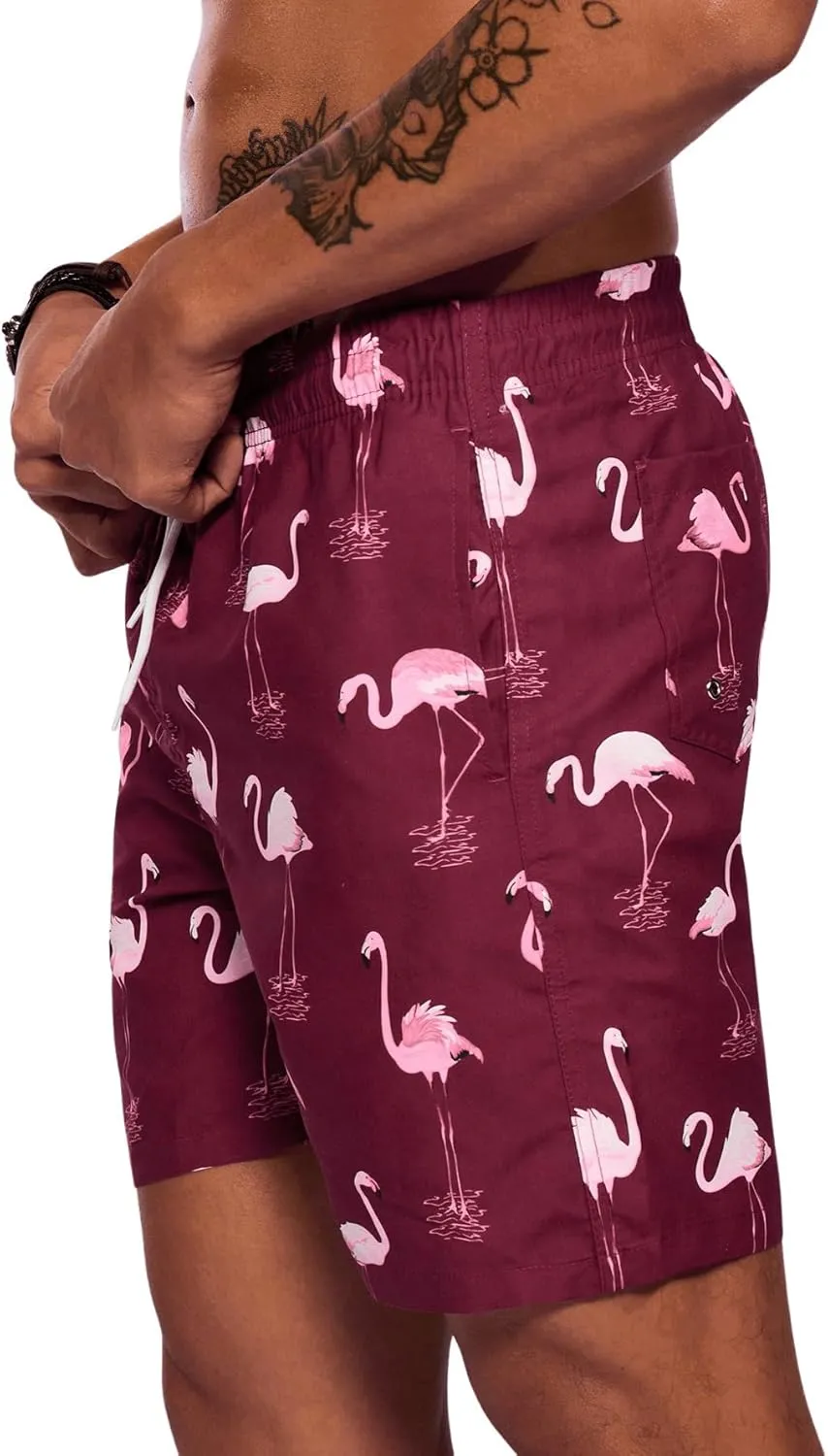 WDIRARA Men's Color Block Beach Shorts Summer Swim Shorts with Drawstring and Pockets