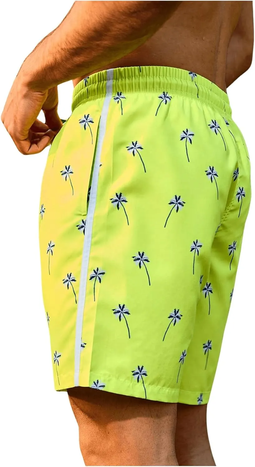 WDIRARA Men's Color Block Beach Shorts Summer Swim Shorts with Drawstring and Pockets