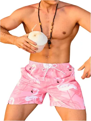 WDIRARA Men's Color Block Beach Shorts Summer Swim Shorts with Drawstring and Pockets