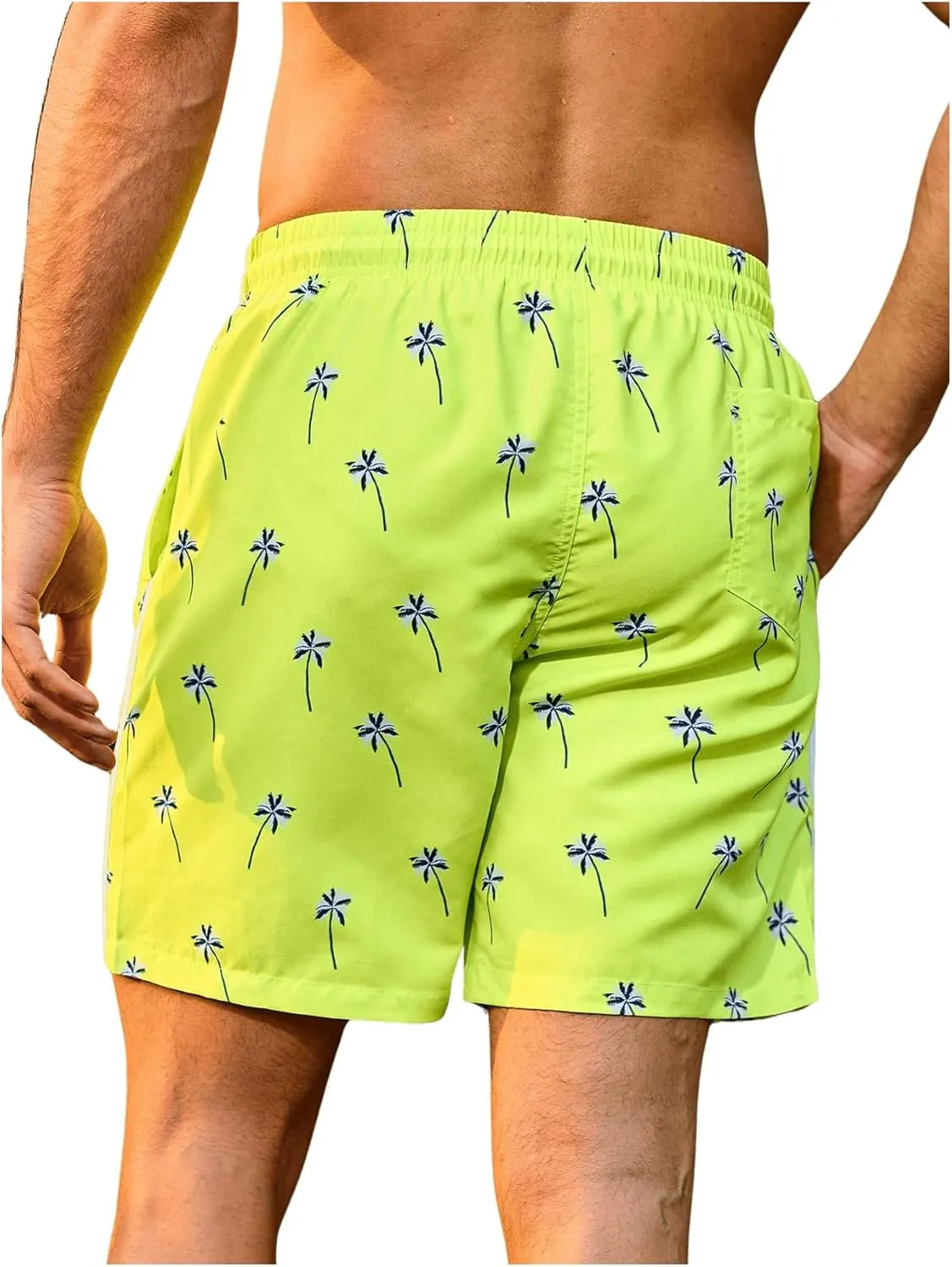 WDIRARA Men's Color Block Beach Shorts Summer Swim Shorts with Drawstring and Pockets