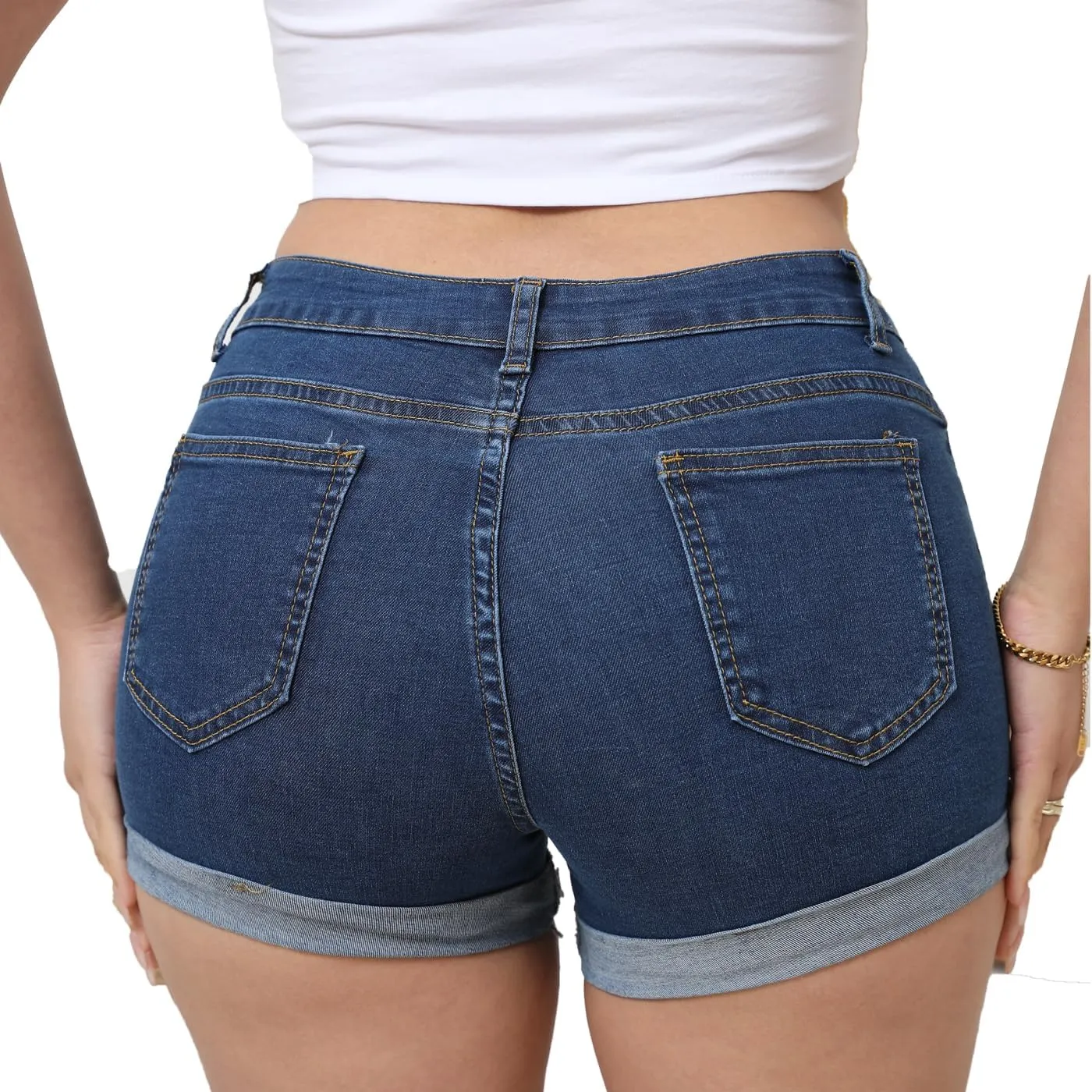 Weigou Women Jean Short Ripped Hot Shorts Comfy Stretchy Women Fringed Denim Shorts