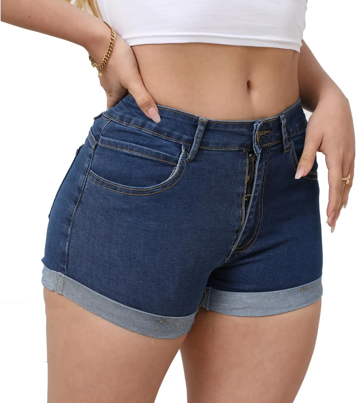 Weigou Women Jean Short Ripped Hot Shorts Comfy Stretchy Women Fringed Denim Shorts