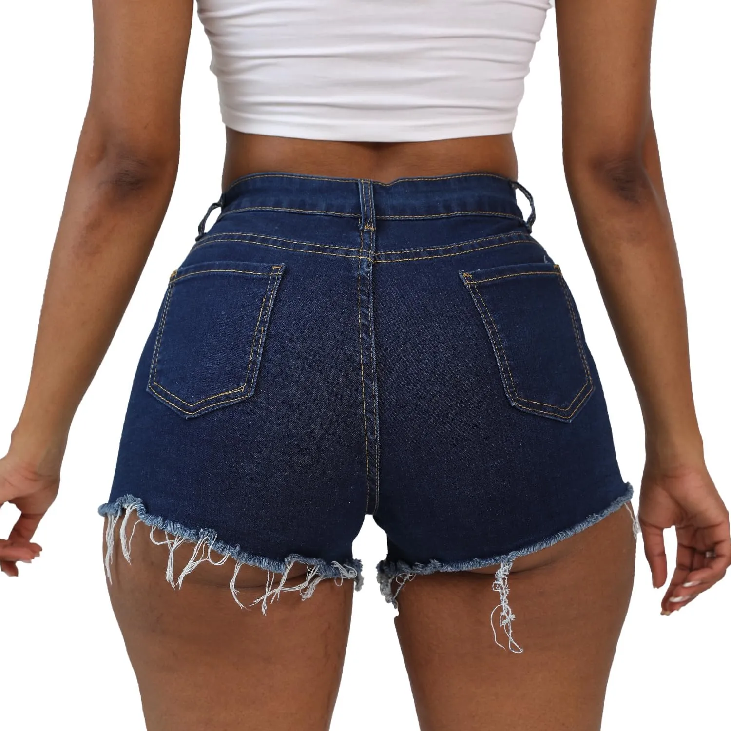 Weigou Women Jean Short Ripped Hot Shorts Comfy Stretchy Women Fringed Denim Shorts