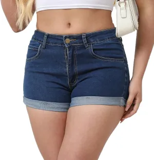 Weigou Women Jean Short Ripped Hot Shorts Comfy Stretchy Women Fringed Denim Shorts