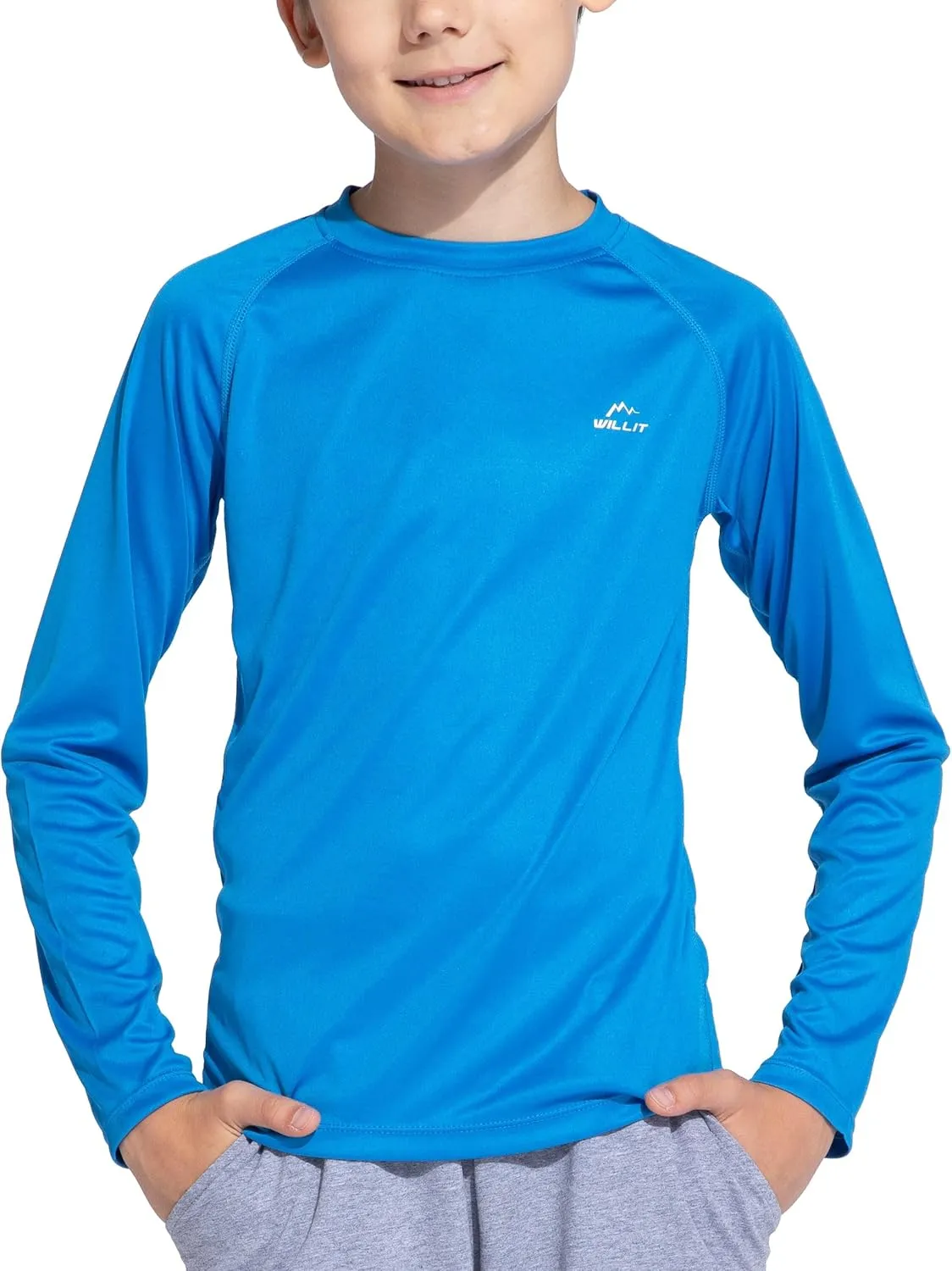 Willit Boy's UPF 50  Sun Protection Shirt Long Sleeve Rash Guard Swim Shirts Youth SPF Fishing Quick Dry Shirt