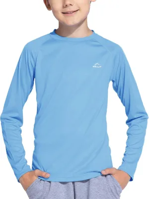 Willit Boy's UPF 50  Sun Protection Shirt Long Sleeve Rash Guard Swim Shirts Youth SPF Fishing Quick Dry Shirt