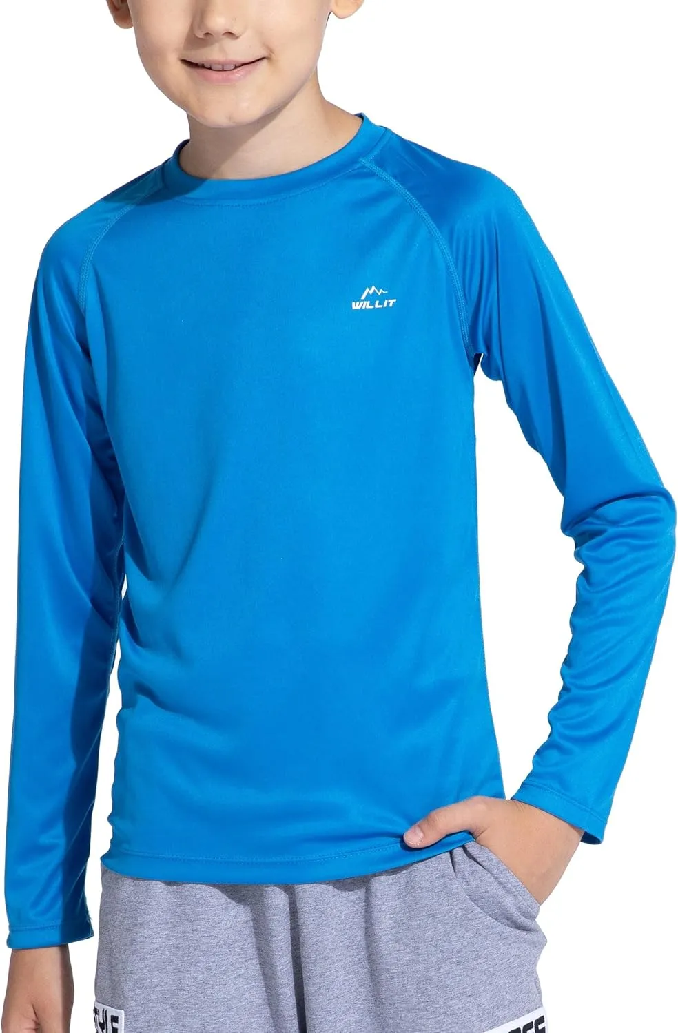 Willit Boy's UPF 50  Sun Protection Shirt Long Sleeve Rash Guard Swim Shirts Youth SPF Fishing Quick Dry Shirt