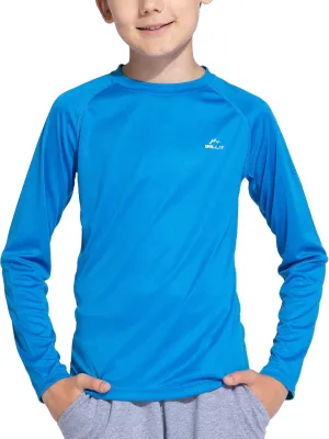 Willit Boy's UPF 50  Sun Protection Shirt Long Sleeve Rash Guard Swim Shirts Youth SPF Fishing Quick Dry Shirt
