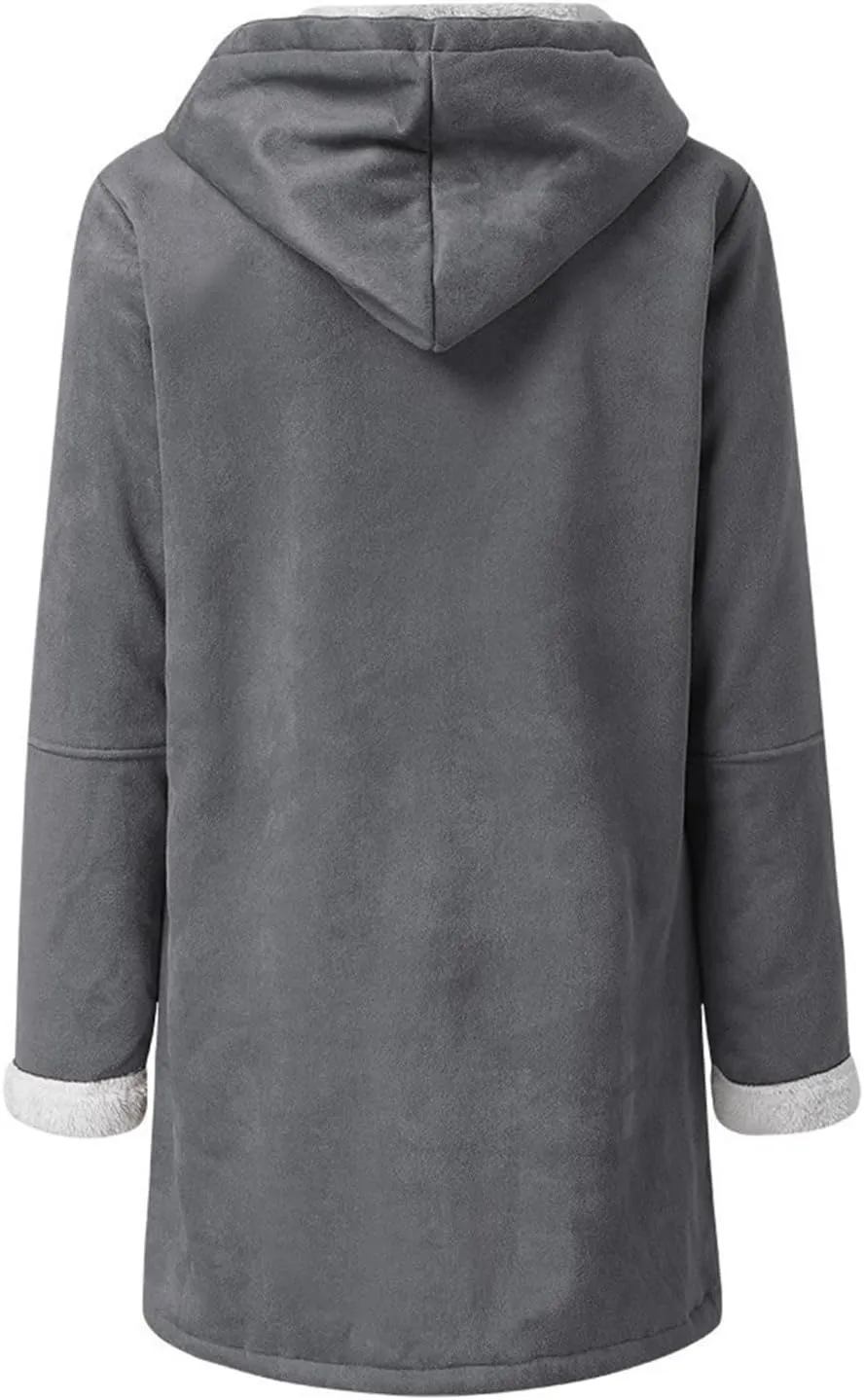 Winter Coat for Women 2023 Sherpa Lined Denim Coat Button Down Long Sleeve Lapel Collar Jacket Outerwear with Pockets
