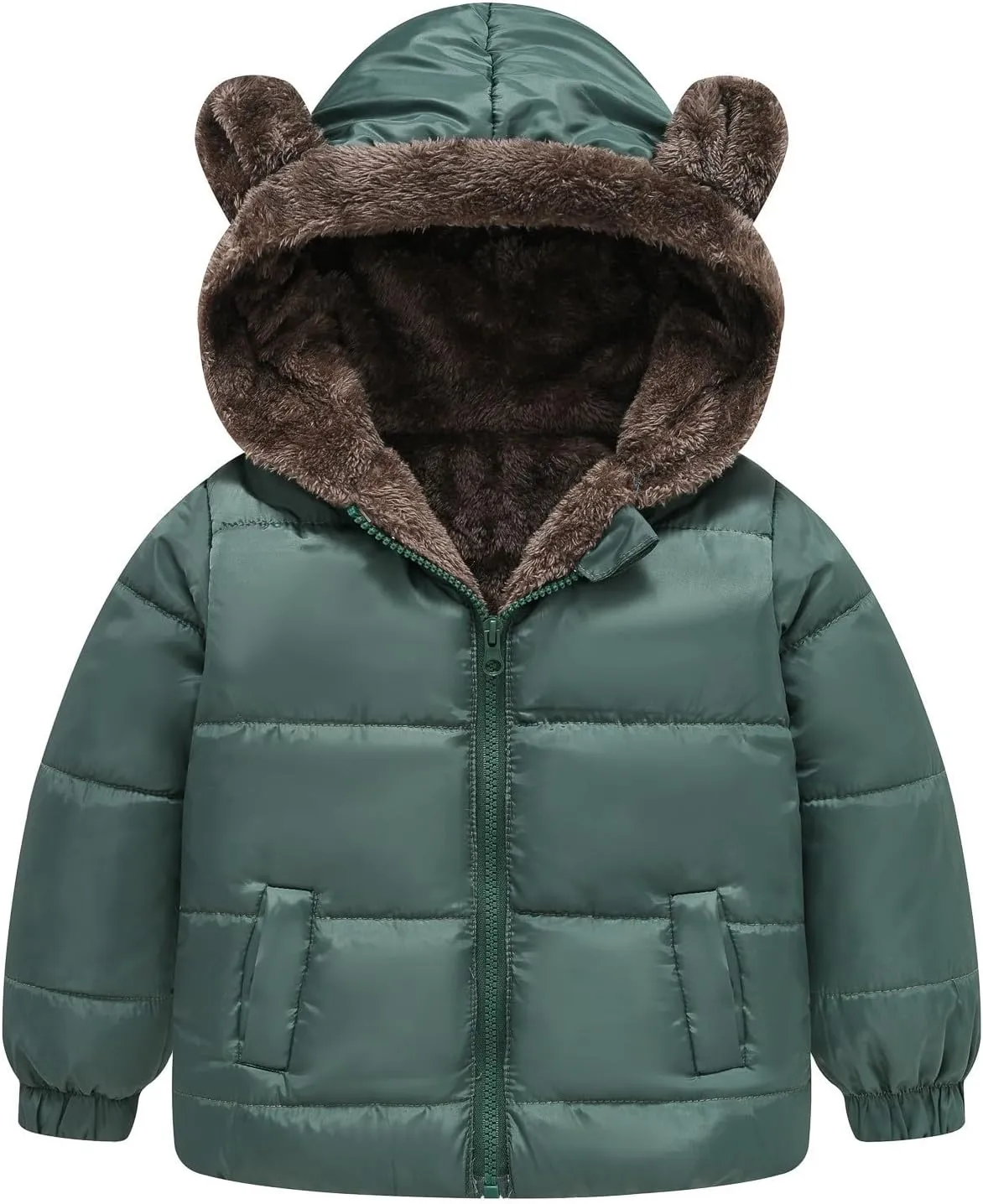 Winter Coats Boys 8 Boys and Girls Middle Children Solid Color Ears Cute Pocket Short Cotton Padded 5t Fall Jacket Boys