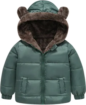 Winter Coats Boys 8 Boys and Girls Middle Children Solid Color Ears Cute Pocket Short Cotton Padded 5t Fall Jacket Boys