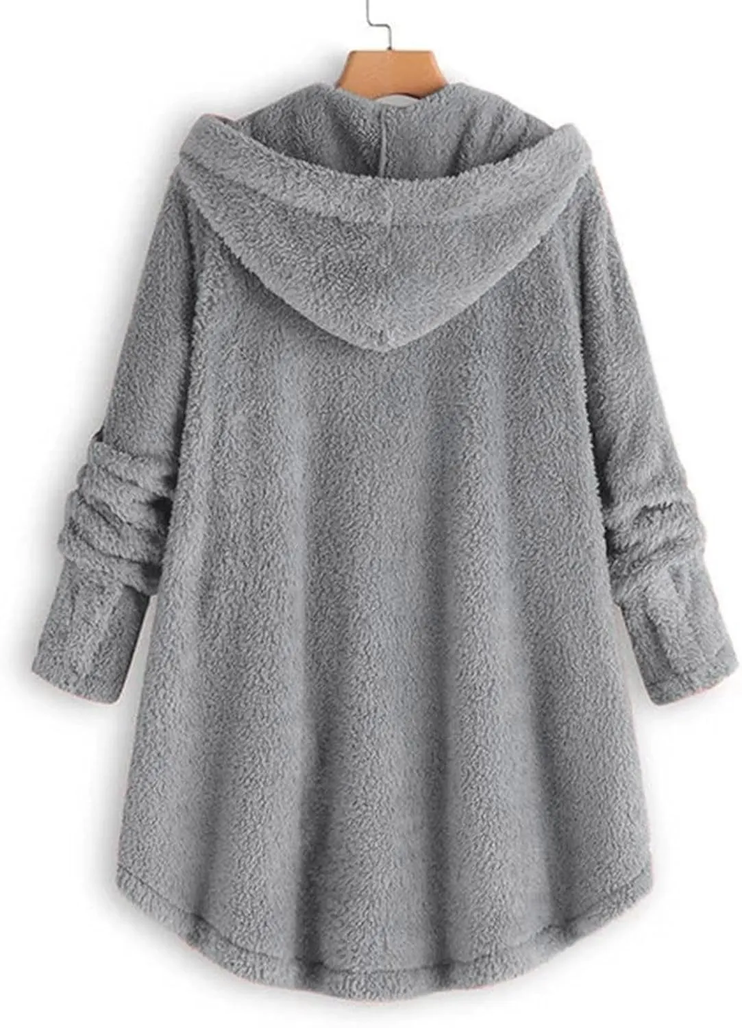 Winter Coats for Women 2024 Loose Plush Solid Color Single Breasted Pocket Hood Zipper Up Jacket