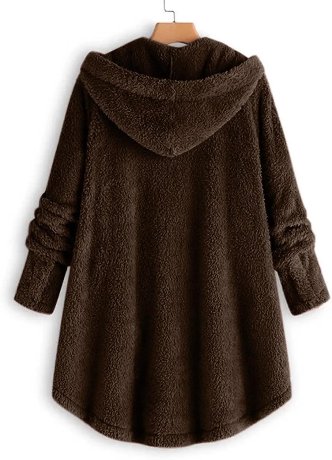 Winter Coats for Women 2024 Loose Plush Solid Color Single Breasted Pocket Hood Zipper Up Jacket