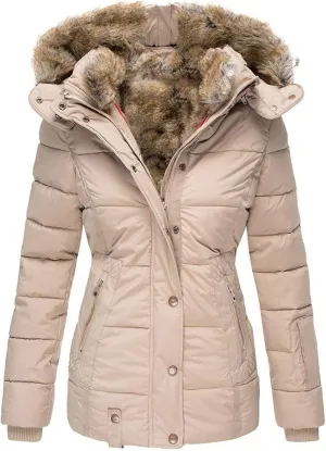 Winter Coats for Women 2024 Waterproof Warm Parka Jacket Mid Length Thick Fleece Lined Trench Coat with Faux Fur Hood