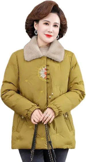 Winter Cotton Jacket for Women, Fleece-Lined Thickened Cotton Padded Coat