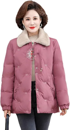 Winter Cotton Jacket for Women, Fleece-Lined Thickened Cotton Padded Coat