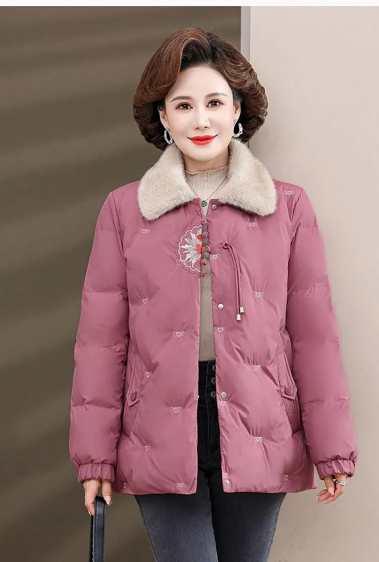 Winter Cotton Jacket for Women, Fleece-Lined Thickened Cotton Padded Coat
