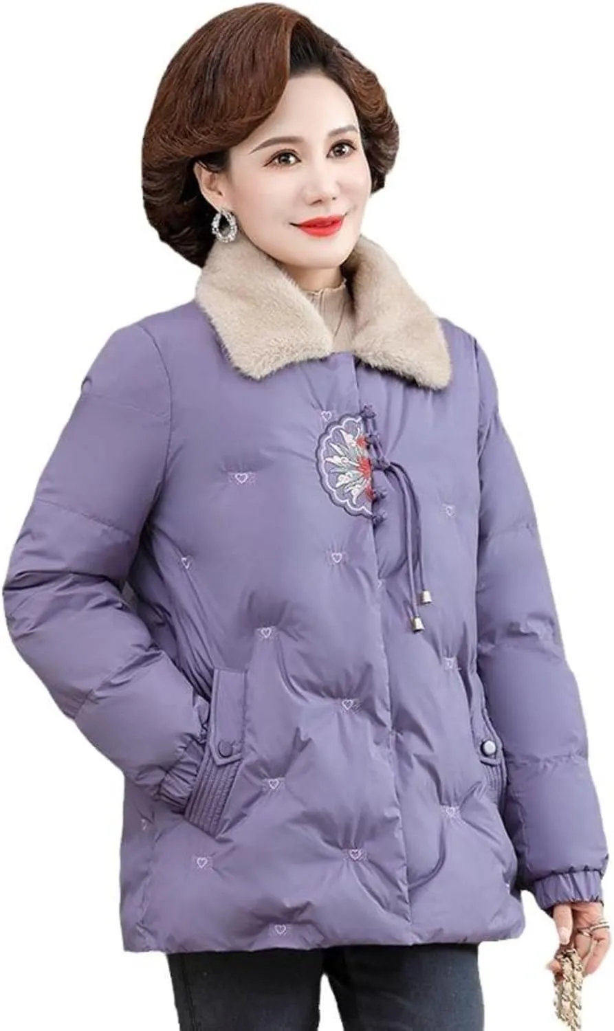 Winter Cotton Jacket for Women, Fleece-Lined Thickened Cotton Padded Coat