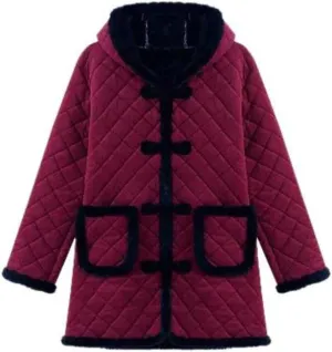 Winter Cotton Jacket for Women, Fleece-Lined Warm Cotton Padded Coat