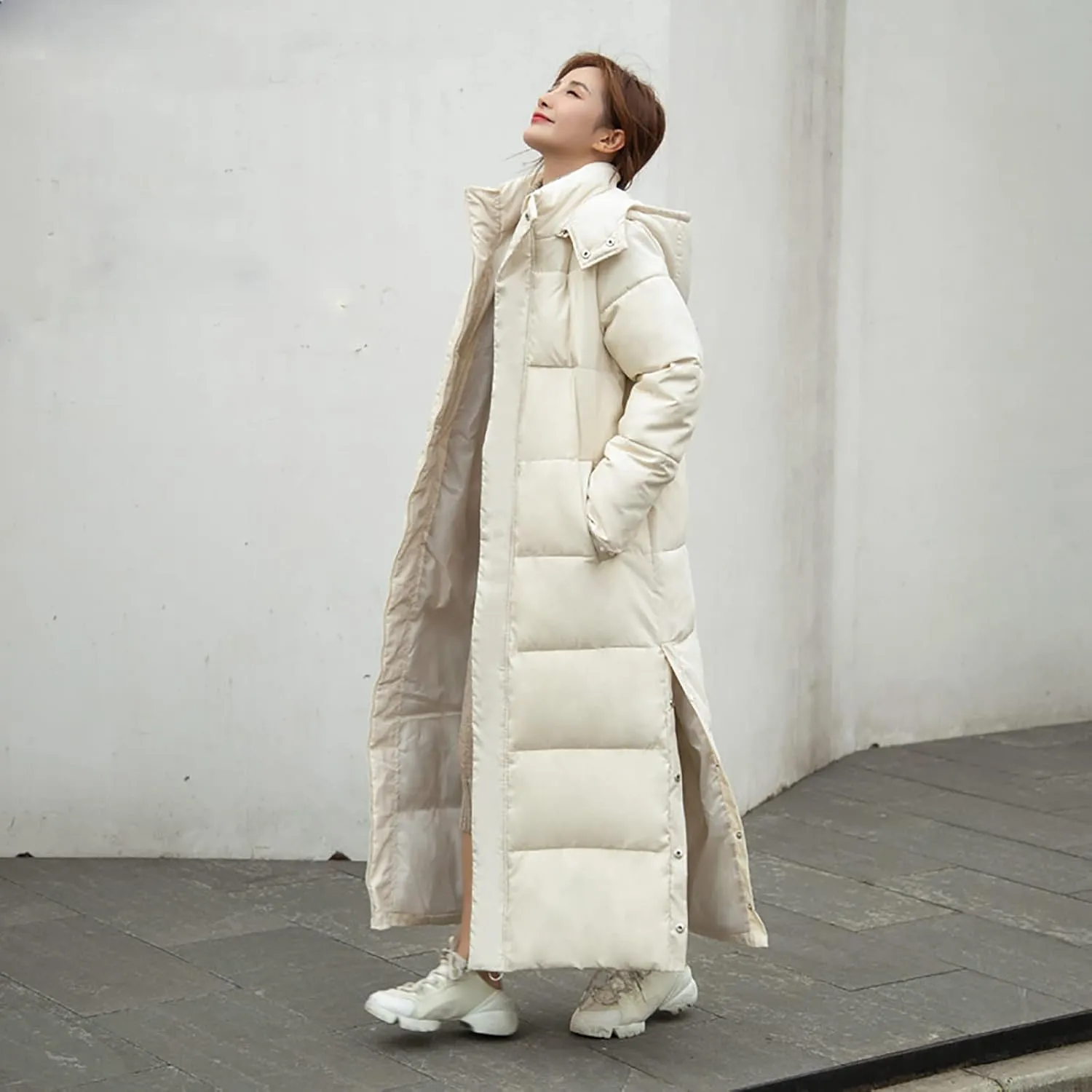 Women Down Puffer Coat Long Lightweight Jacket with Hood Bubble Coat Plus Size Quilted Parka Winter Hoodies