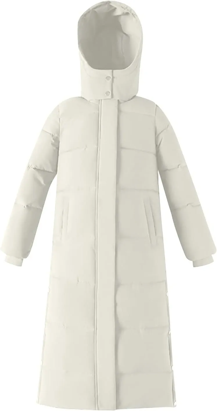 Women Down Puffer Coat Long Lightweight Jacket with Hood Bubble Coat Plus Size Quilted Parka Winter Hoodies