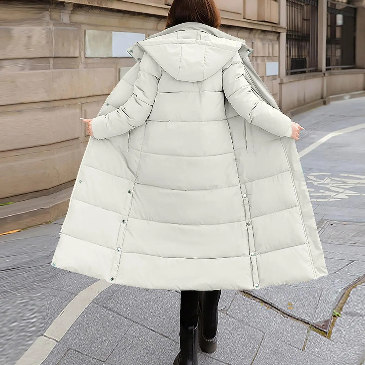 Women Down Puffer Coat Long Lightweight Jacket with Hood Bubble Coat Plus Size Quilted Parka Winter Hoodies