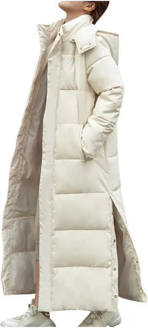 Women Down Puffer Coat Long Lightweight Jacket with Hood Bubble Coat Plus Size Quilted Parka Winter Hoodies