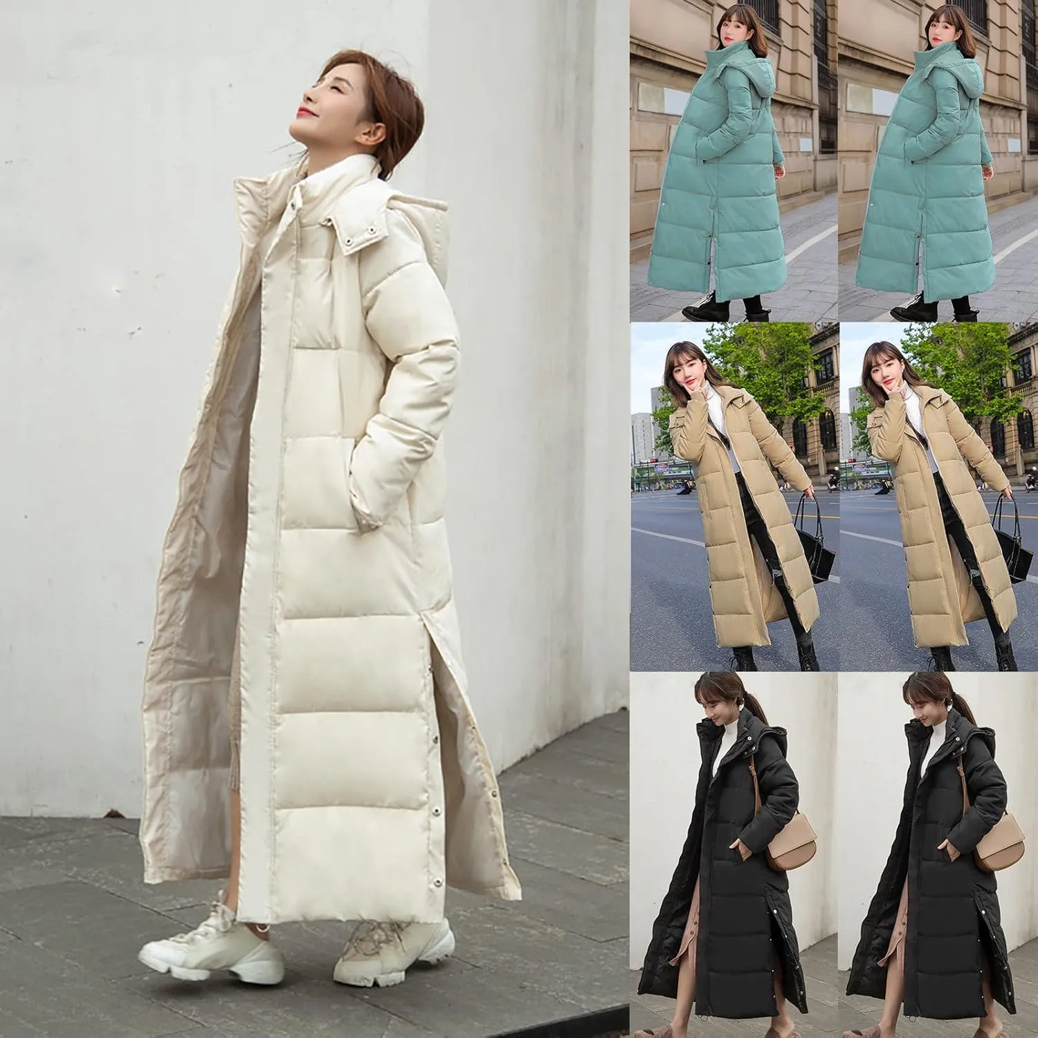 Women Down Puffer Coat Long Lightweight Jacket with Hood Bubble Coat Plus Size Quilted Parka Winter Hoodies