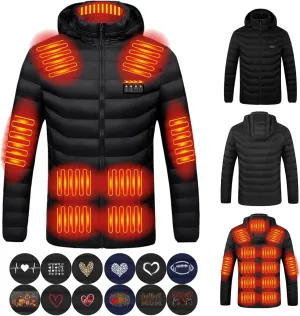 Women Men Heated Jacket, 4 Heating Modes 19 Heating Zones Winter Thermal Coats Cold Weather Ski Fishing Gear