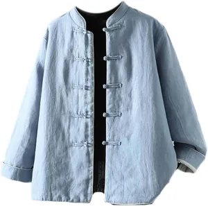 Women Padded Cotton Fall Winter Chinese Casual Loose Ladies Jacket Long Sleeve Coats