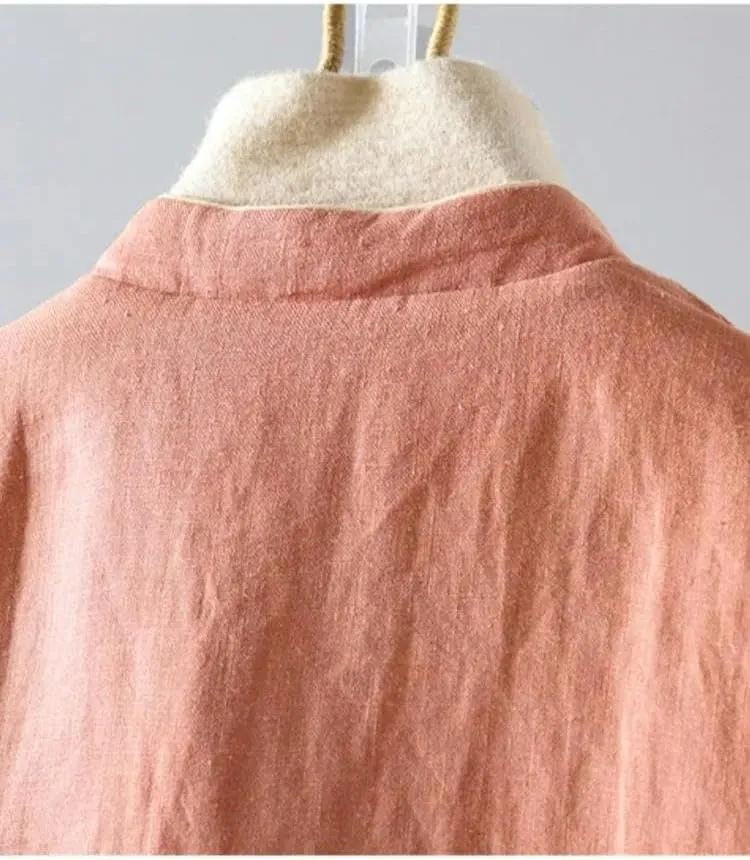 Women Padded Cotton Fall Winter Chinese Casual Loose Ladies Jacket Long Sleeve Coats