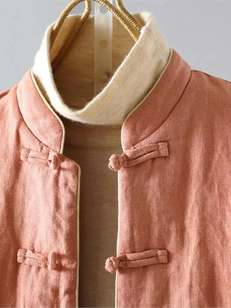 Women Padded Cotton Fall Winter Chinese Casual Loose Ladies Jacket Long Sleeve Coats
