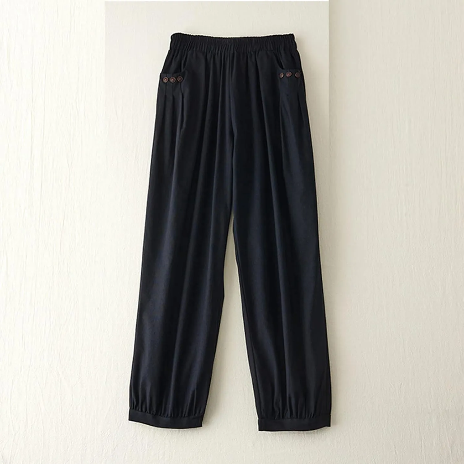 Women Pants Summer High Waisted Cotton Linen Solid Palazzo Pant with Pocket Trendy 2025 Wide Leg Long Lounge Trouser