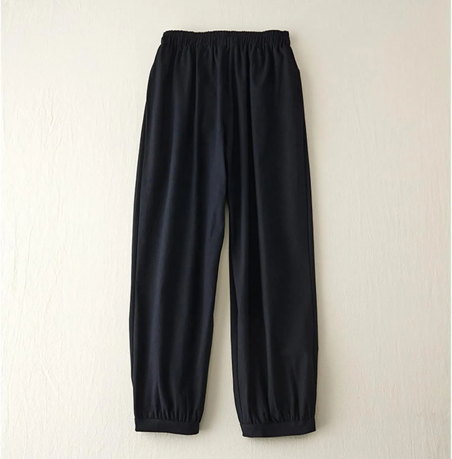 Women Pants Summer High Waisted Cotton Linen Solid Palazzo Pant with Pocket Trendy 2025 Wide Leg Long Lounge Trouser