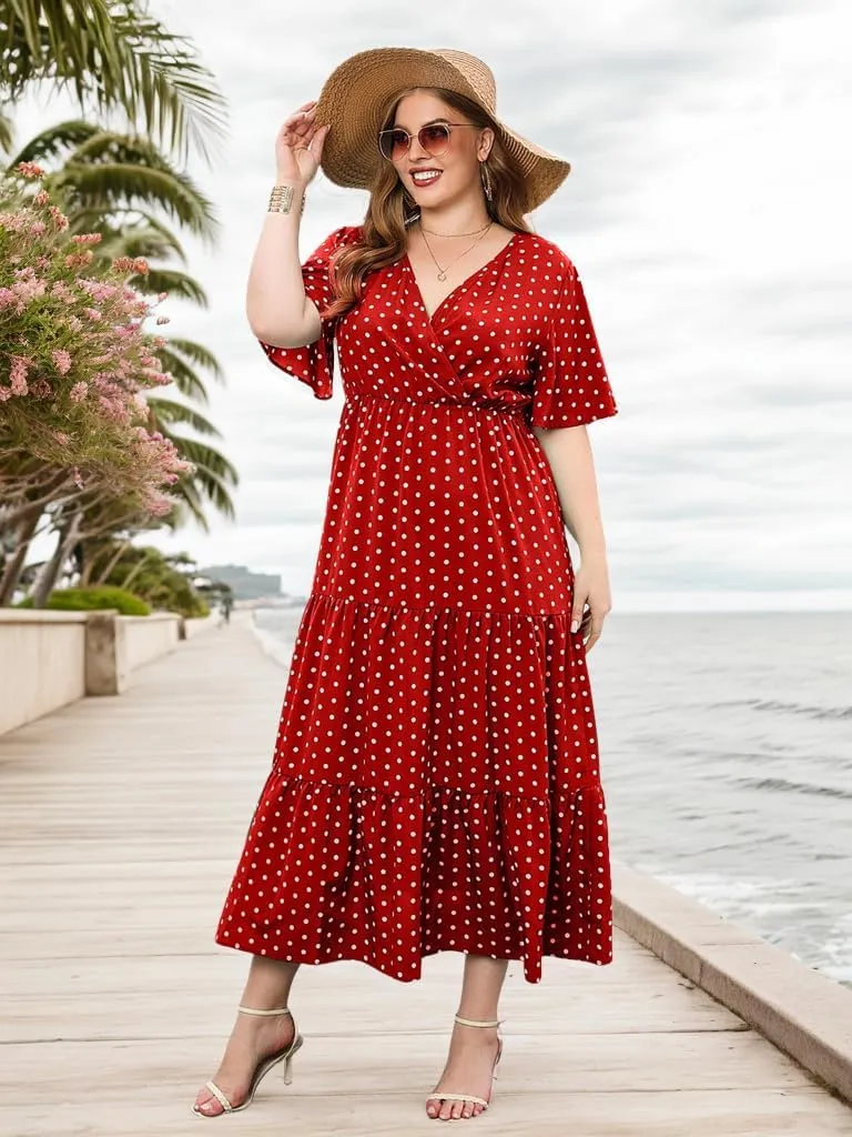 Women Plus Size Summer Maxi Dress - 2025 Boho Flowy Beach Dress for Garden Party, Vacation