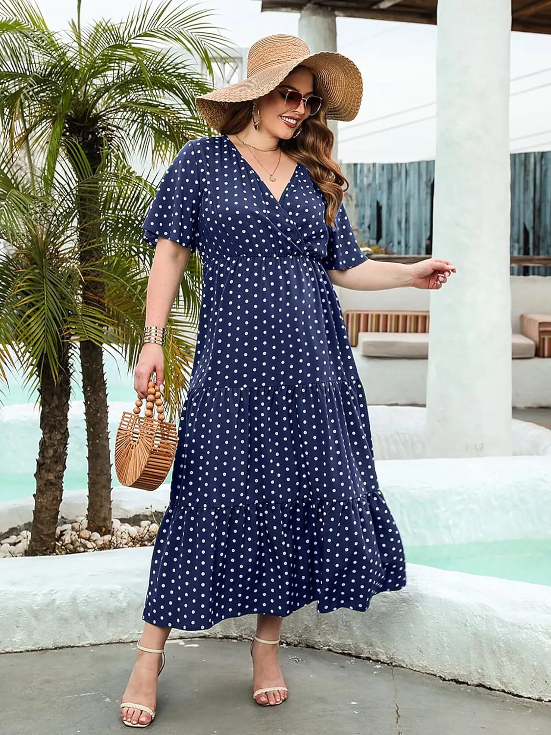 Women Plus Size Summer Maxi Dress - 2025 Boho Flowy Beach Dress for Garden Party, Vacation