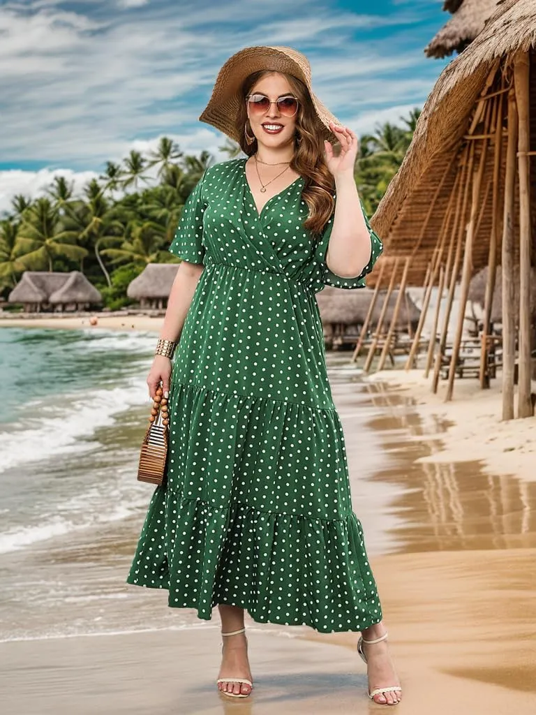 Women Plus Size Summer Maxi Dress - 2025 Boho Flowy Beach Dress for Garden Party, Vacation