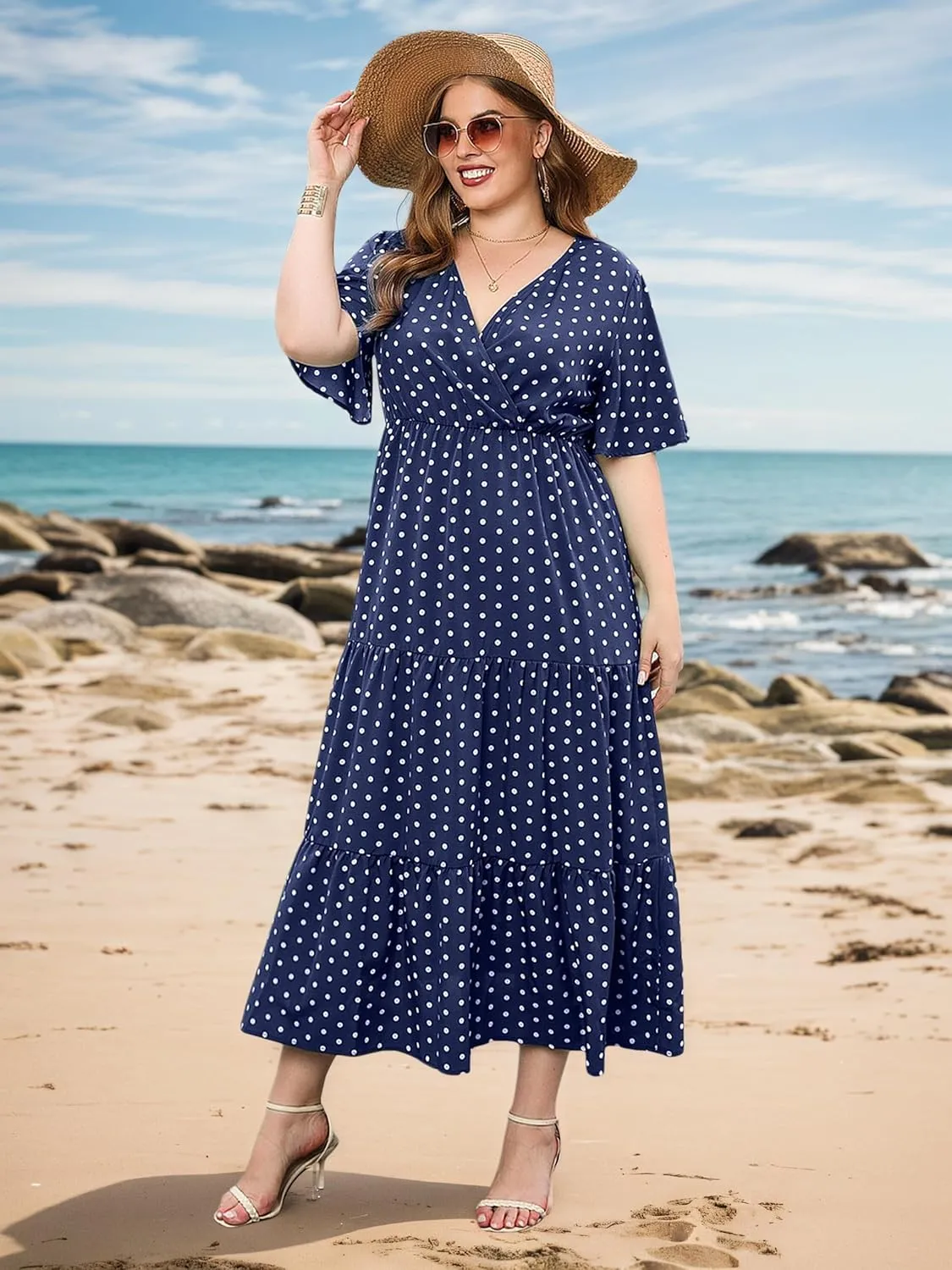 Women Plus Size Summer Maxi Dress - 2025 Boho Flowy Beach Dress for Garden Party, Vacation