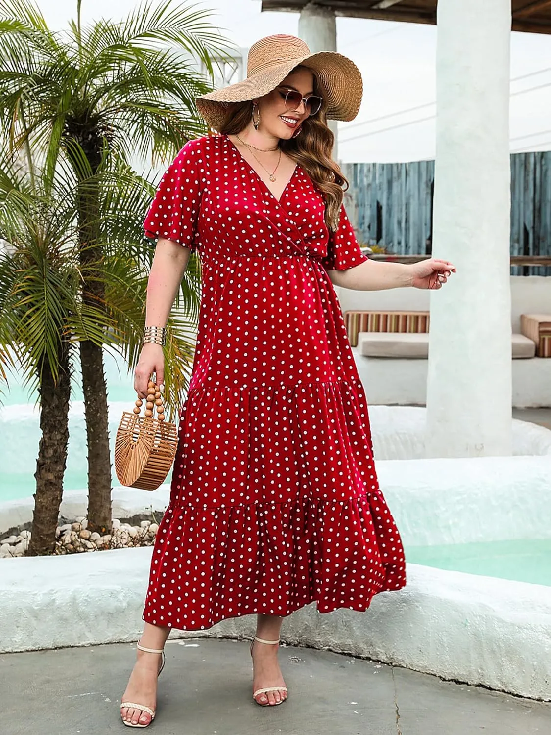 Women Plus Size Summer Maxi Dress - 2025 Boho Flowy Beach Dress for Garden Party, Vacation