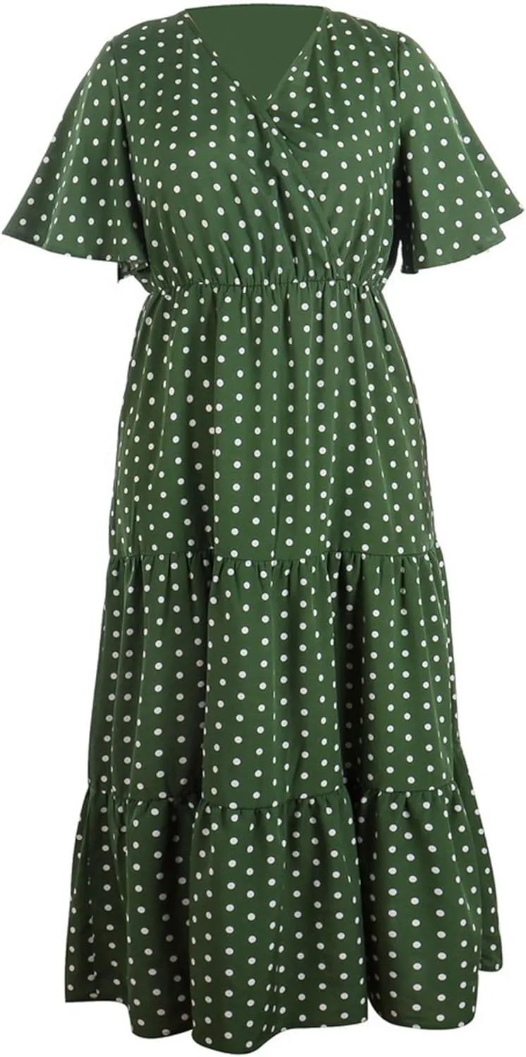 Women Plus Size Summer Maxi Dress - 2025 Boho Flowy Beach Dress for Garden Party, Vacation