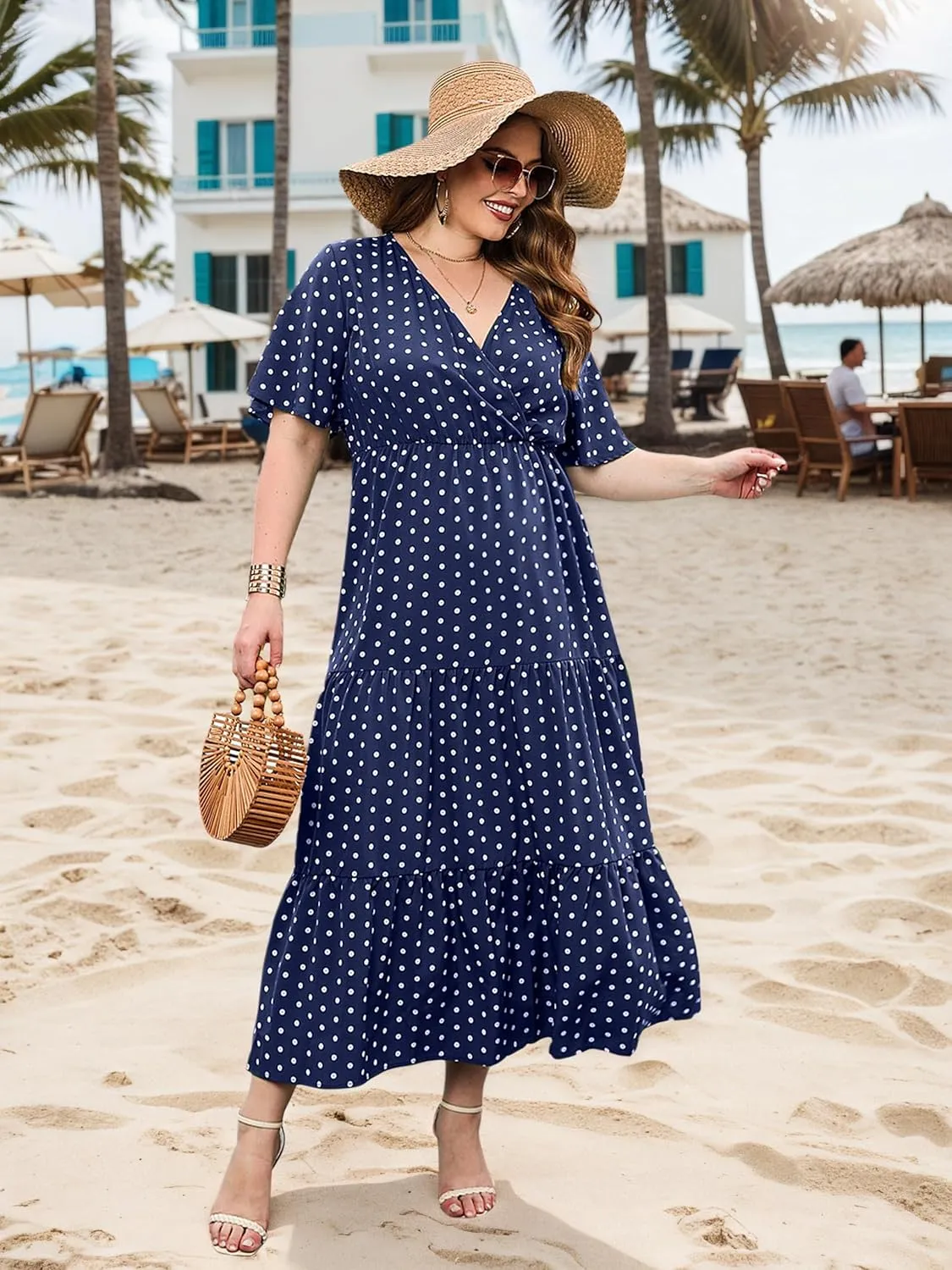 Women Plus Size Summer Maxi Dress - 2025 Boho Flowy Beach Dress for Garden Party, Vacation